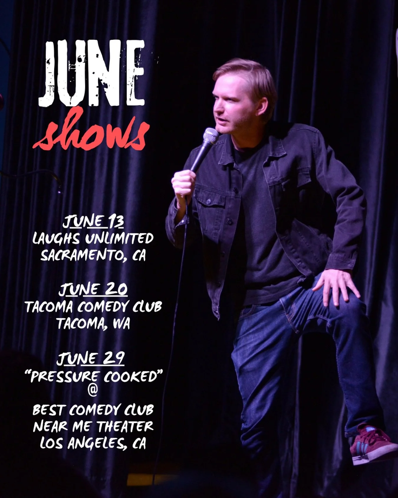 I&rsquo;ve got some stuff to do this month. Come on by. Tix in bio link.
#standupcomedy #sactown #tacoma #lacomedy