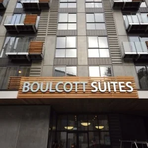 BOULCOTT SUITES $$$   A five-star apartment hotel furnished with everything you could need!  Apartments from $245 per night.  450m from the Michael Fowler Centre.