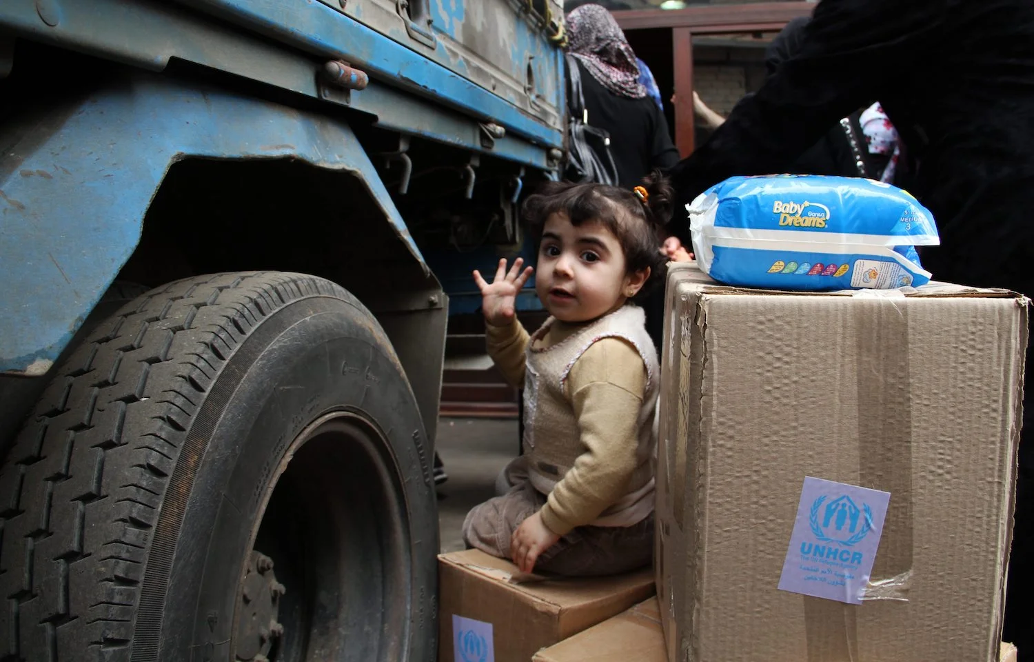 Lebanon. UNHCR supply truck in Tripoli