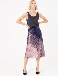 Marks &amp; Spencer, Ombre Sequin Slip Midi Skirt, $49.00
