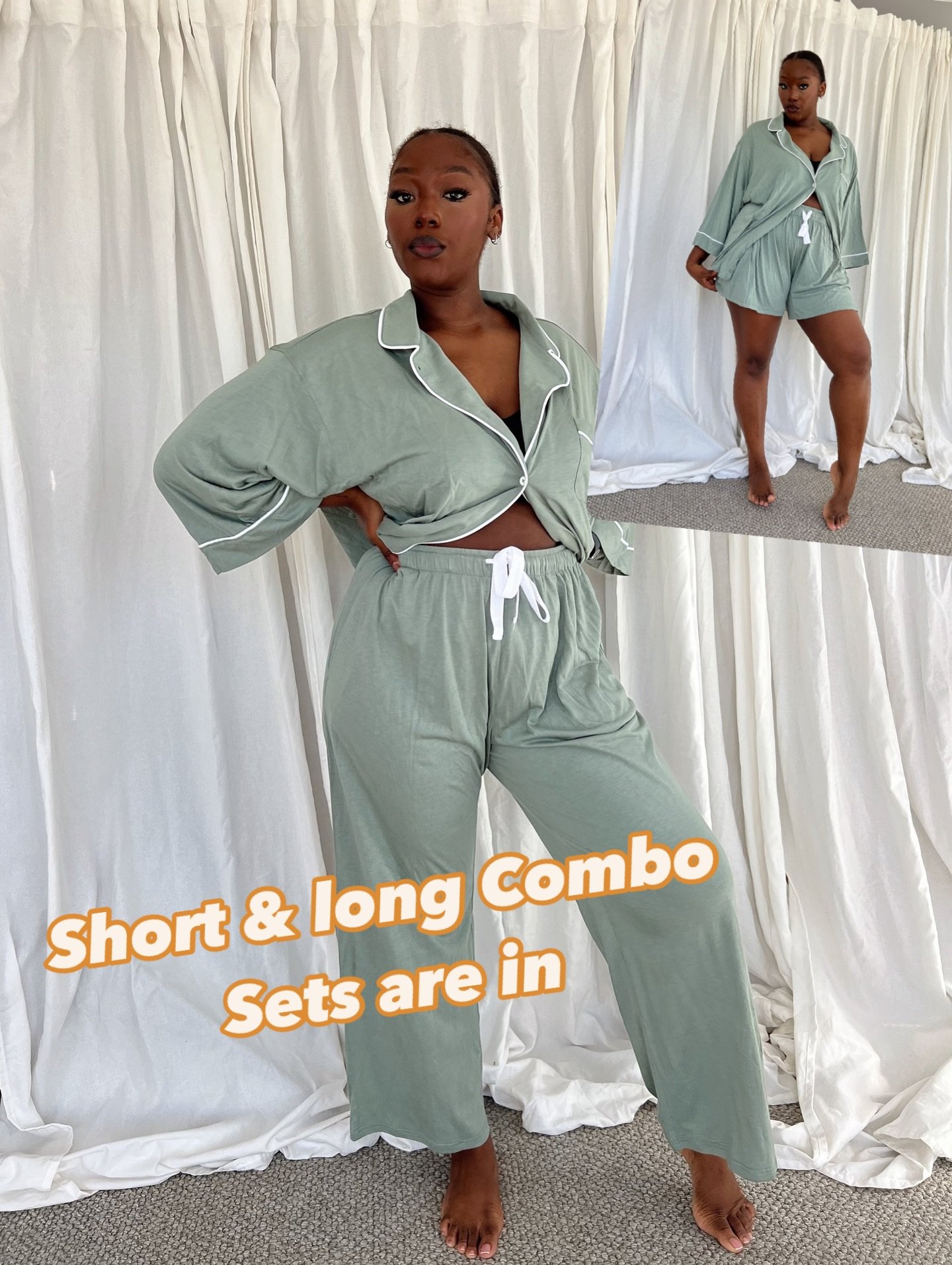 Your PJs will take you year round with our Three piece Bamboo sets. Kimono top, shorts &amp; pants in sage, blue &amp; sorbet. Limited sizing and unities online now!