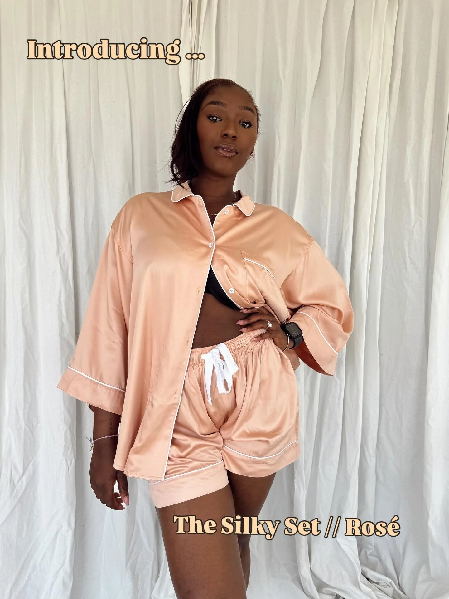 BRAND NEW// The SILKY SET 💘 Your 100% natural, breathable fabric ( no polyester satin) is online Thursday 7pm. 

Coming in a gorgeous blush ros&egrave; &amp; soft sky blue.. which colour is your fave?