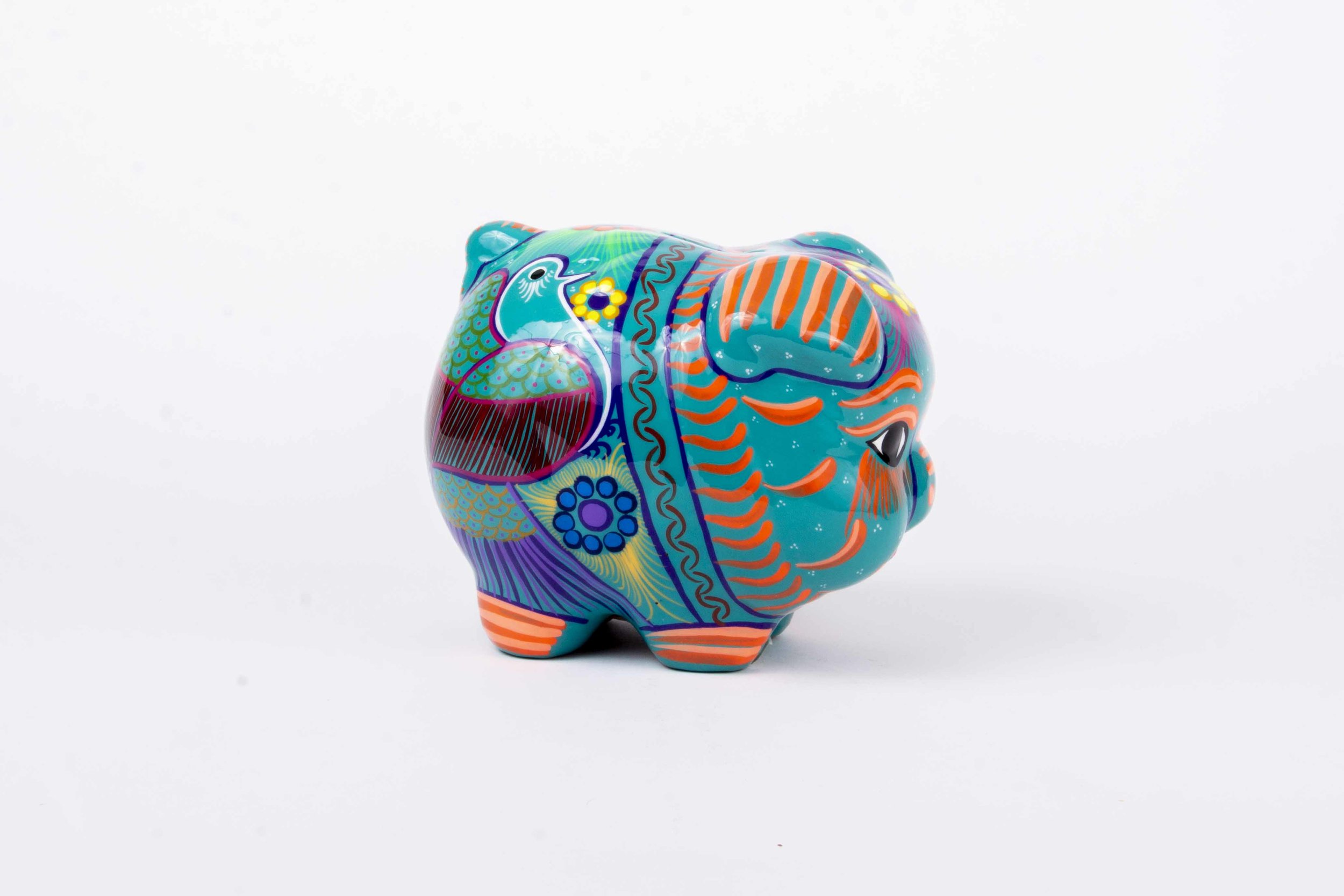 Leather Owl  Piggy Coin Bank India  blue  multi color