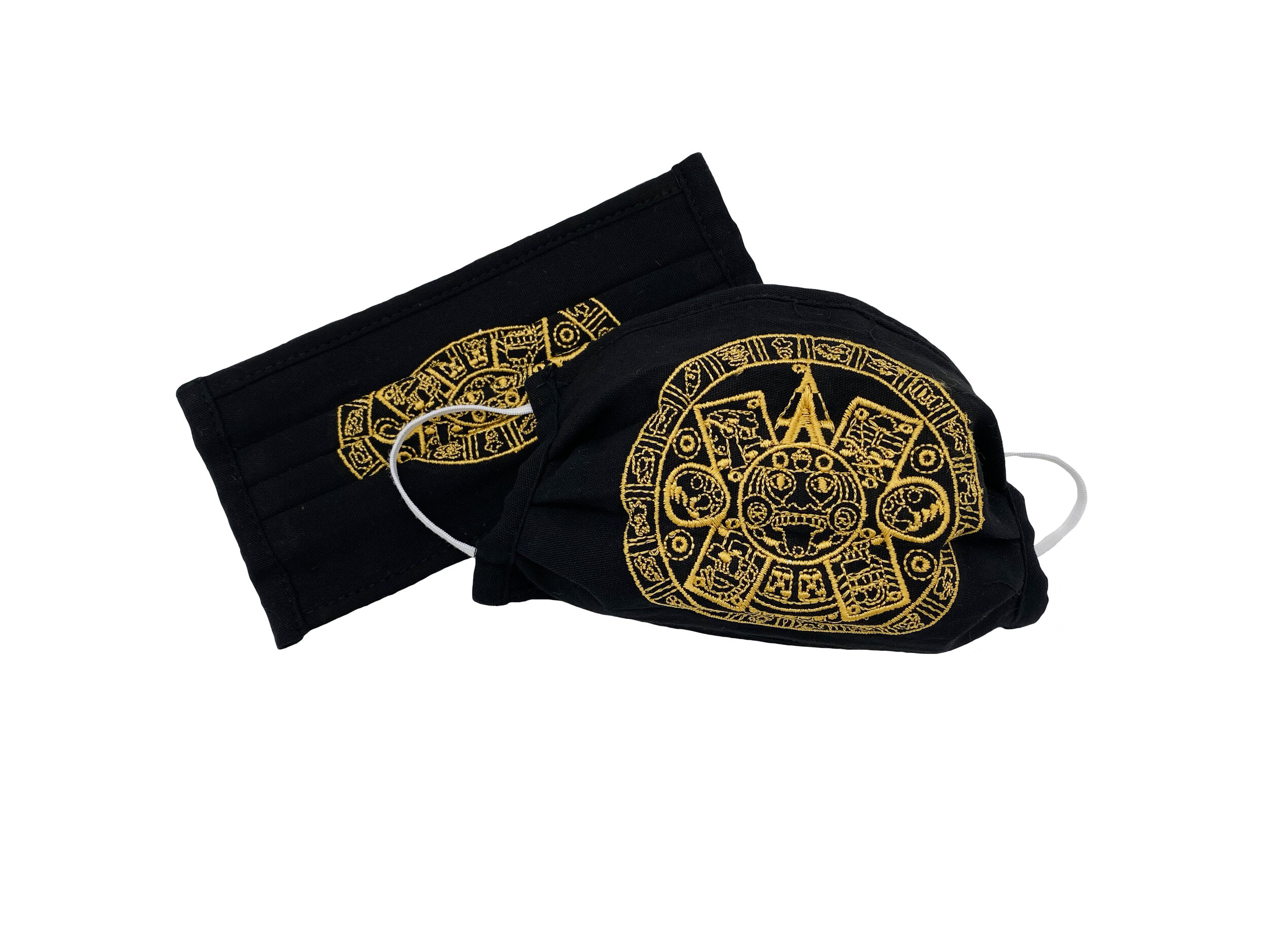 Embroidered Aztec Calendar Face Mask
