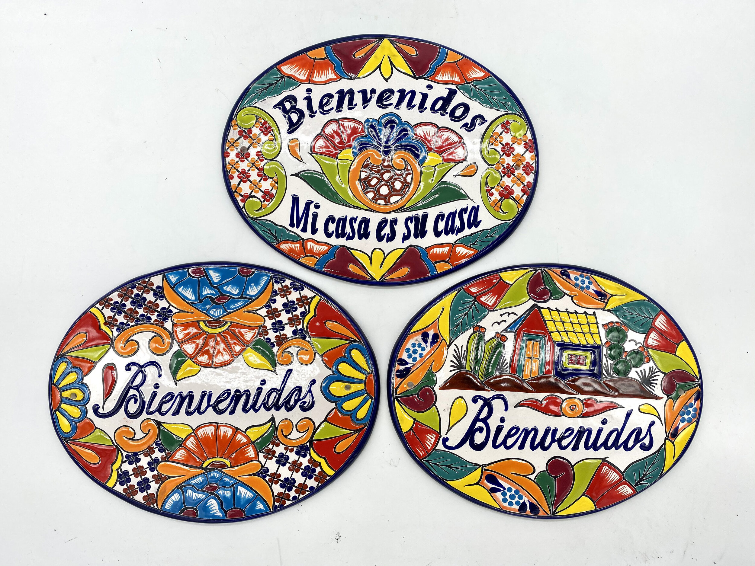 Talavera Welcome Bienvenidos Sign - Hand Painted Wall Decor