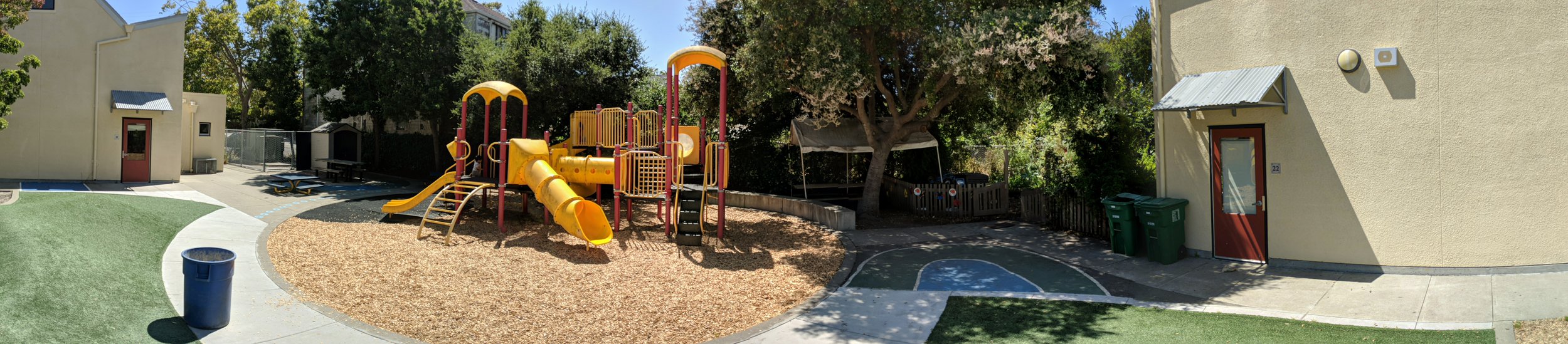 The Kindergarten Playground and classroom pod is located at the back of the schoolyard