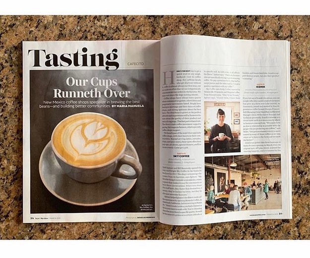 Thanks for the mention in last month&rsquo;s Tasting segment @newmexicomag. Words by @mariamanuela. ☕️