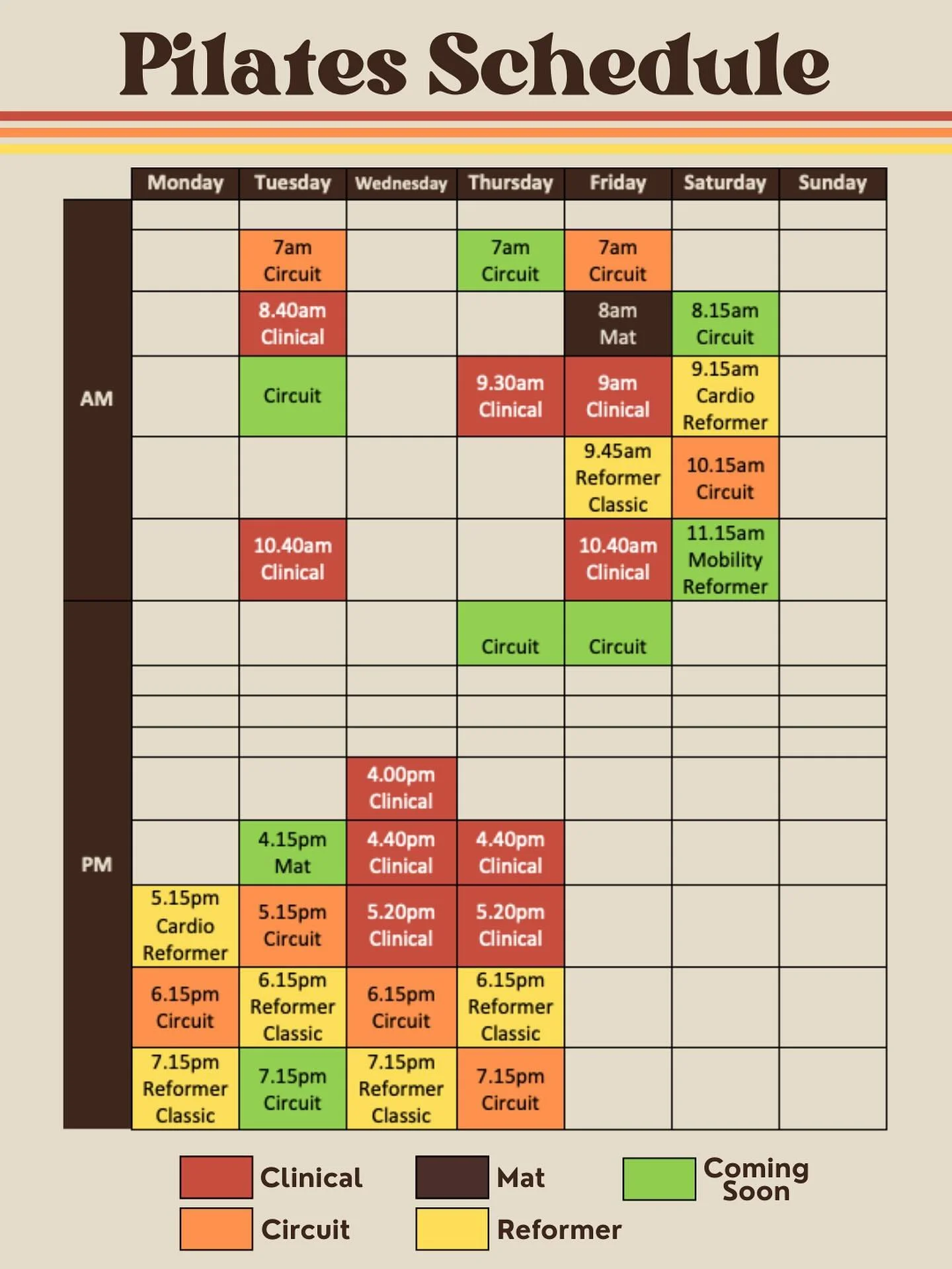 🚨CORRECTION: Here is the updated/correct and current schedule. CLINT somehow managed to upload our draft schedule to both Instagram and our email that was sent out late last week. 
Our apologies for any confusion around the schedule. If you have an