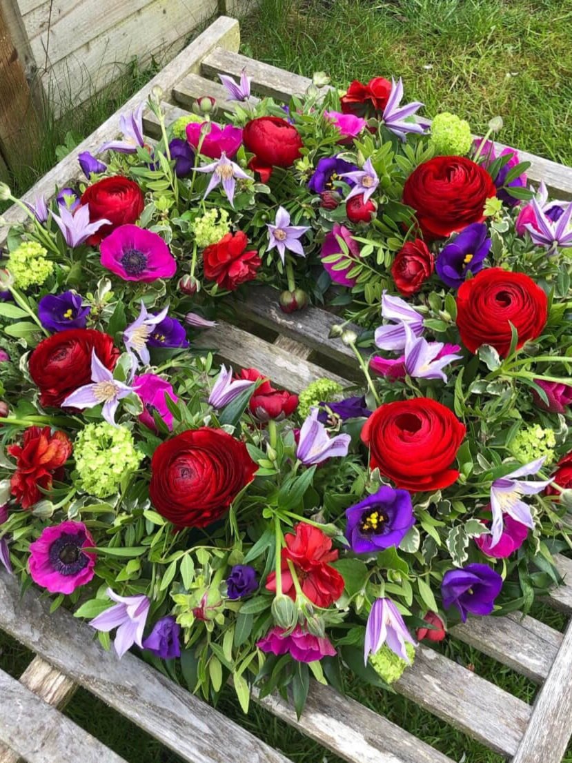 Red and Purple floral wreath