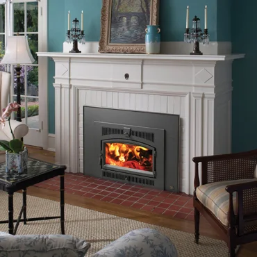 The Lopi Flush Wood Plus Arched wood insert is available at Ferguson's Fireplace & Stove Center.