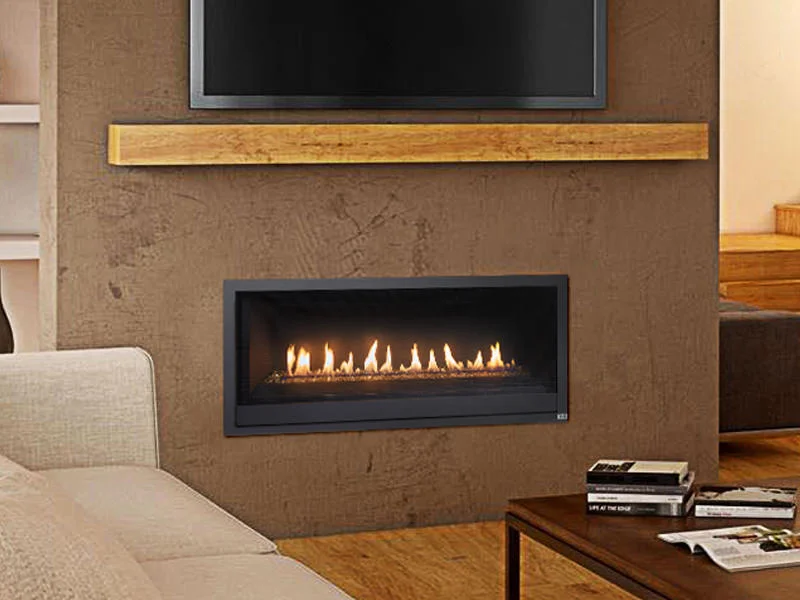 Fireplace Xtrordinair's ProBuilder 42 Linear gas fireplace, available at Ferguson's Fireplace & Stove Center in Traverse City, Michigan.