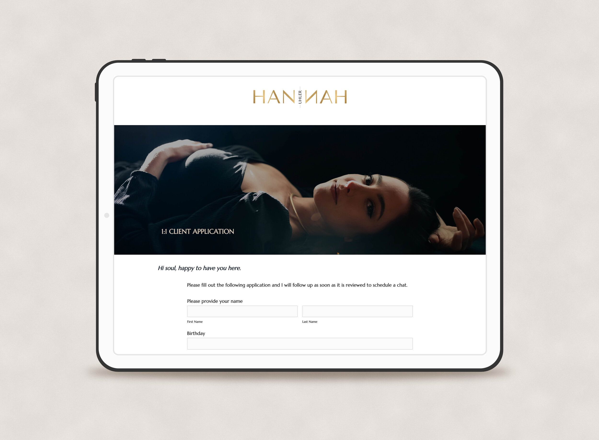 Hannah Uhler Website Design Apply by Paula Hail Studio Brand Strategy Brand Identity iPad.jpg
