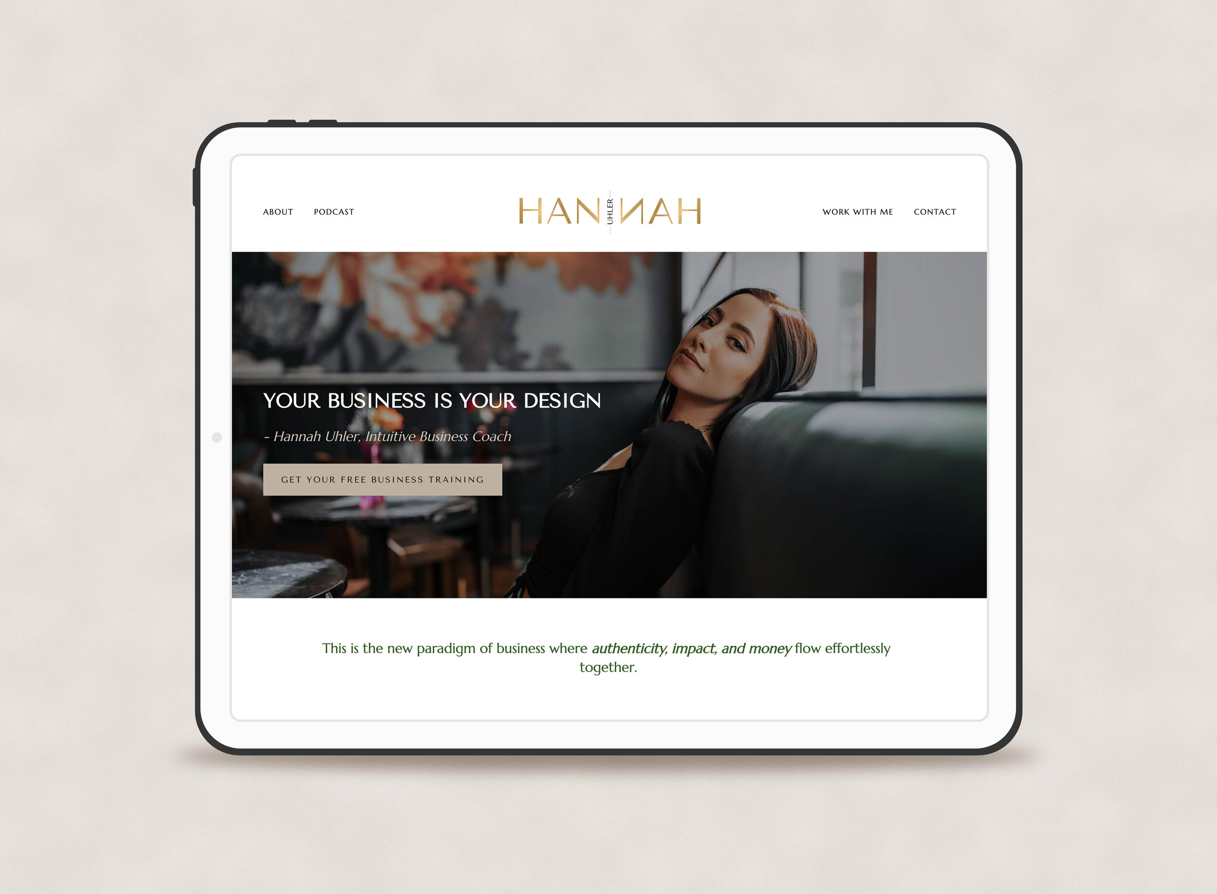 Hannah Uhler Website Design Homepage by Paula Hail Studio Brand Strategy Brand Identity iPad copy.jpg