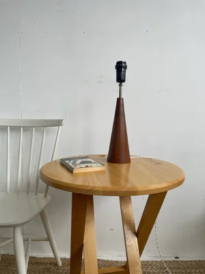 Tall Danish teak side lamp in a cone shape 1960s 70s mid century