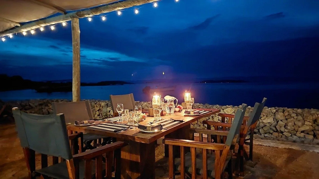 Lake Shore Lodge Beach table at night.jpg
