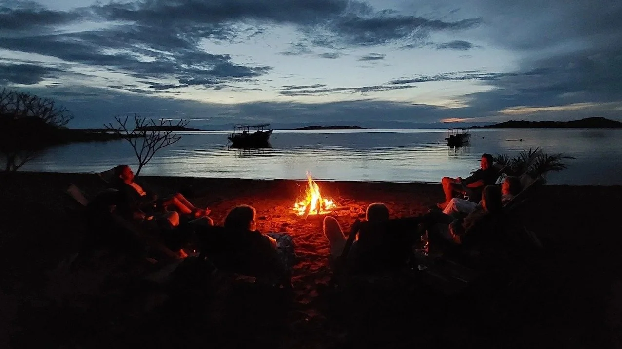 Lake Shore Lodge Beach Fire at Sunset.jpg