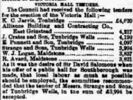 Tendering for contracts to build the theatre from the Courier, 1898.