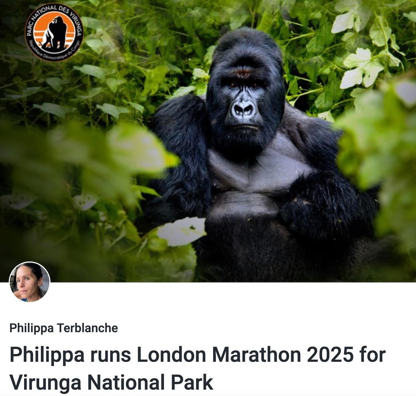 We&rsquo;re ecstatic that our lovely friend Philippa will be running the 2025 London Marathon for Virunga National Park. If you&rsquo;d like to help support the cause, visit the link in our bio to donate to Philippa&rsquo;s London Marathon Fundraiser