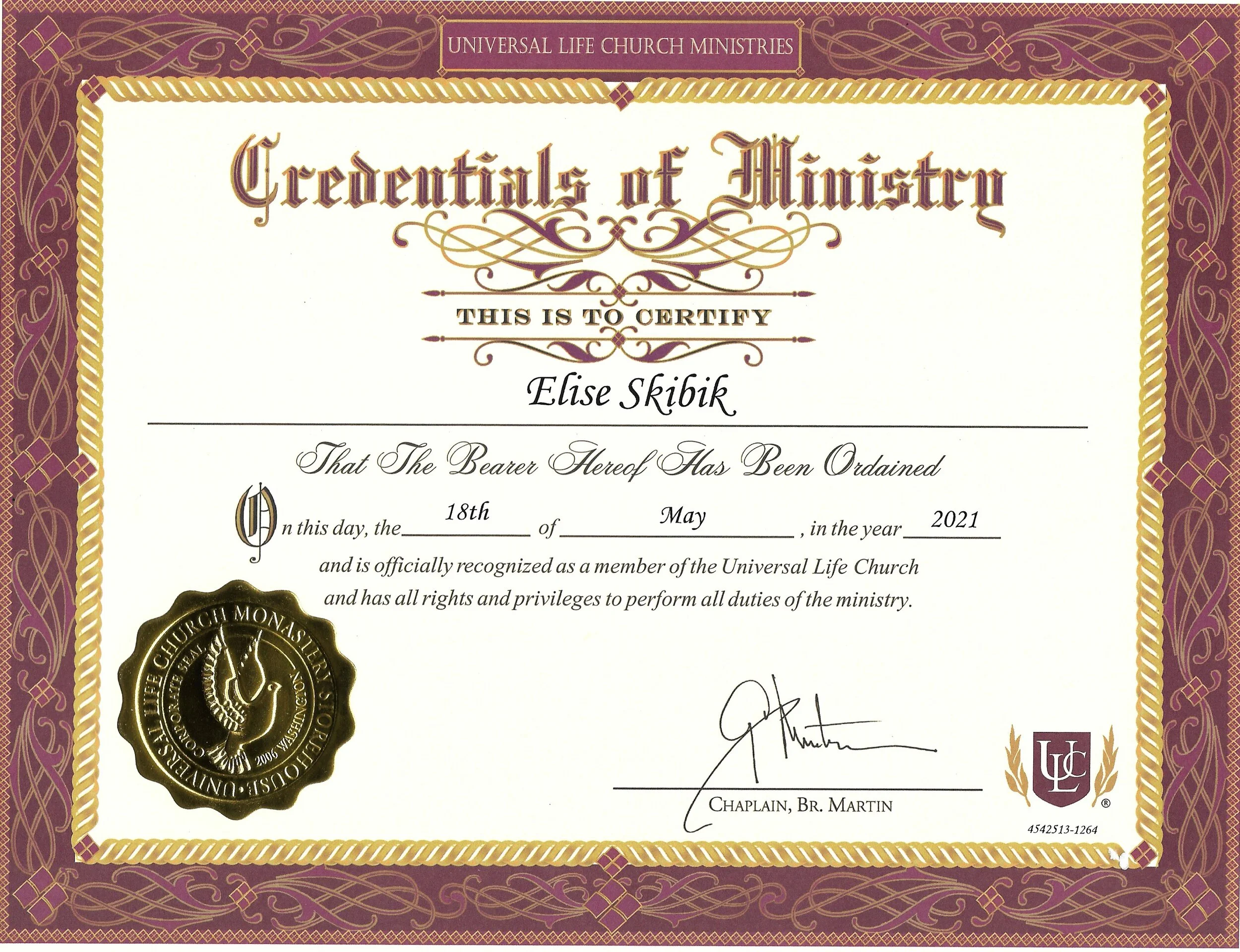 Certified Minister  (Copy)