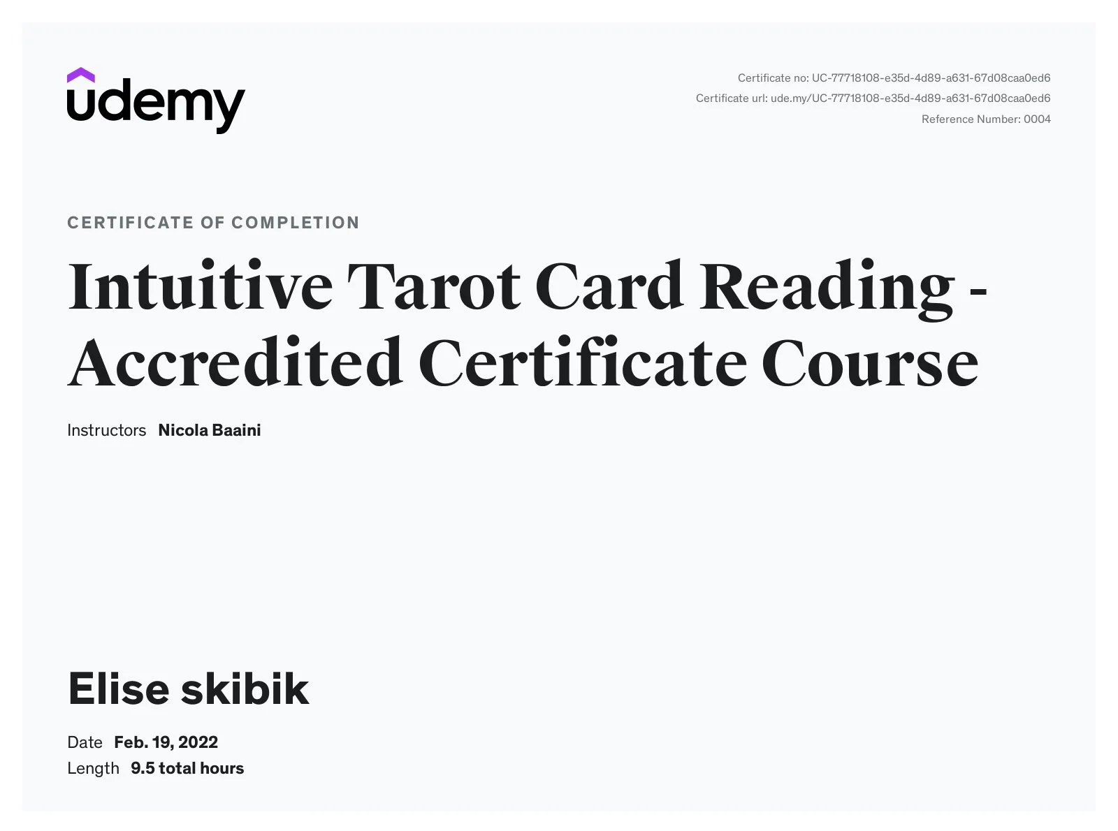 Certified Tarot Reader 