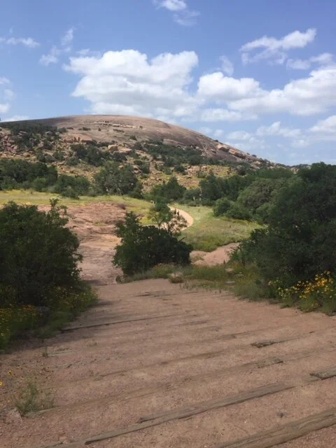 At the beginning of the walk up Enchanted Rock just outside of Austin, Texas.