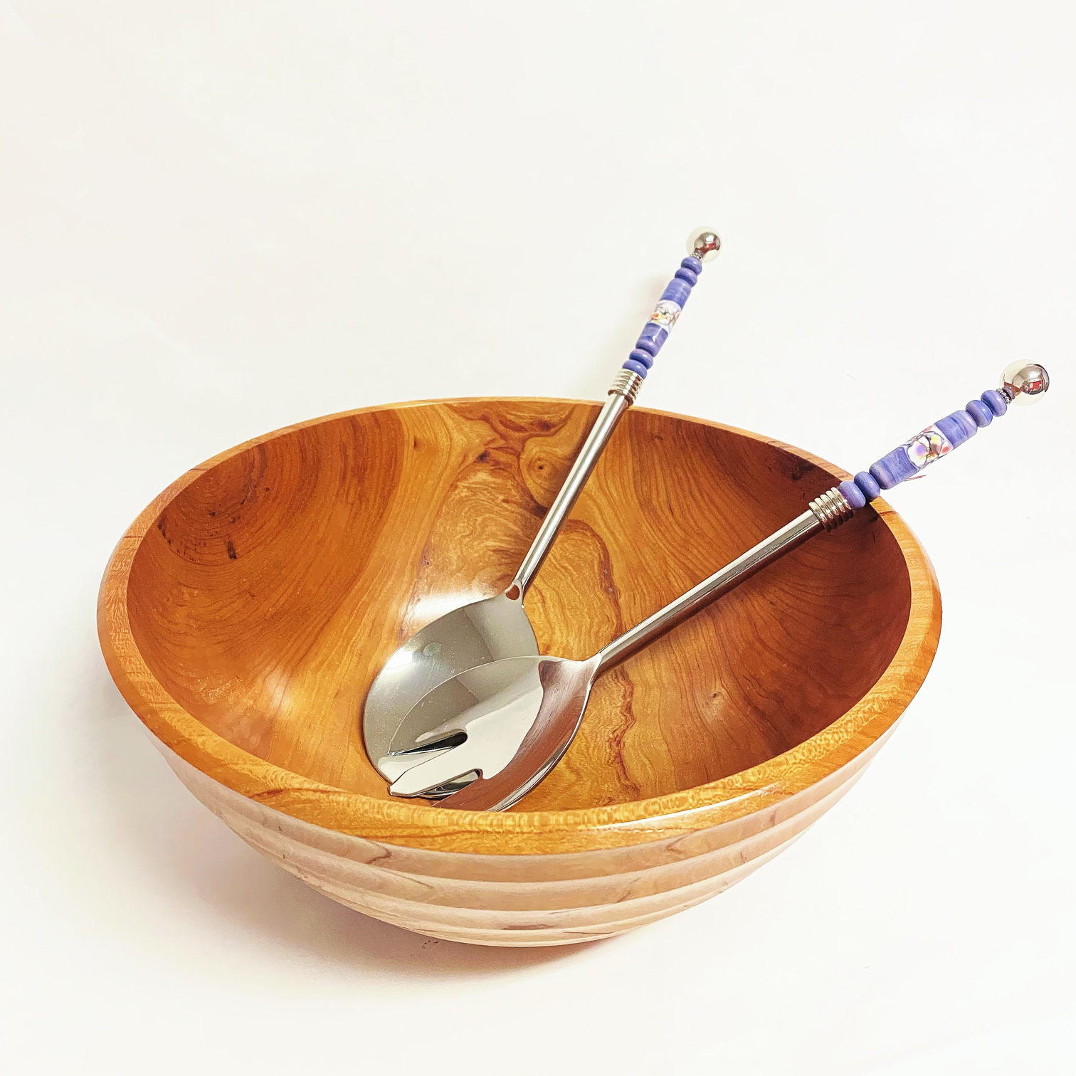 Wood Salad Bowl/Stainless Steel Salad Servers — Cambridge Artists