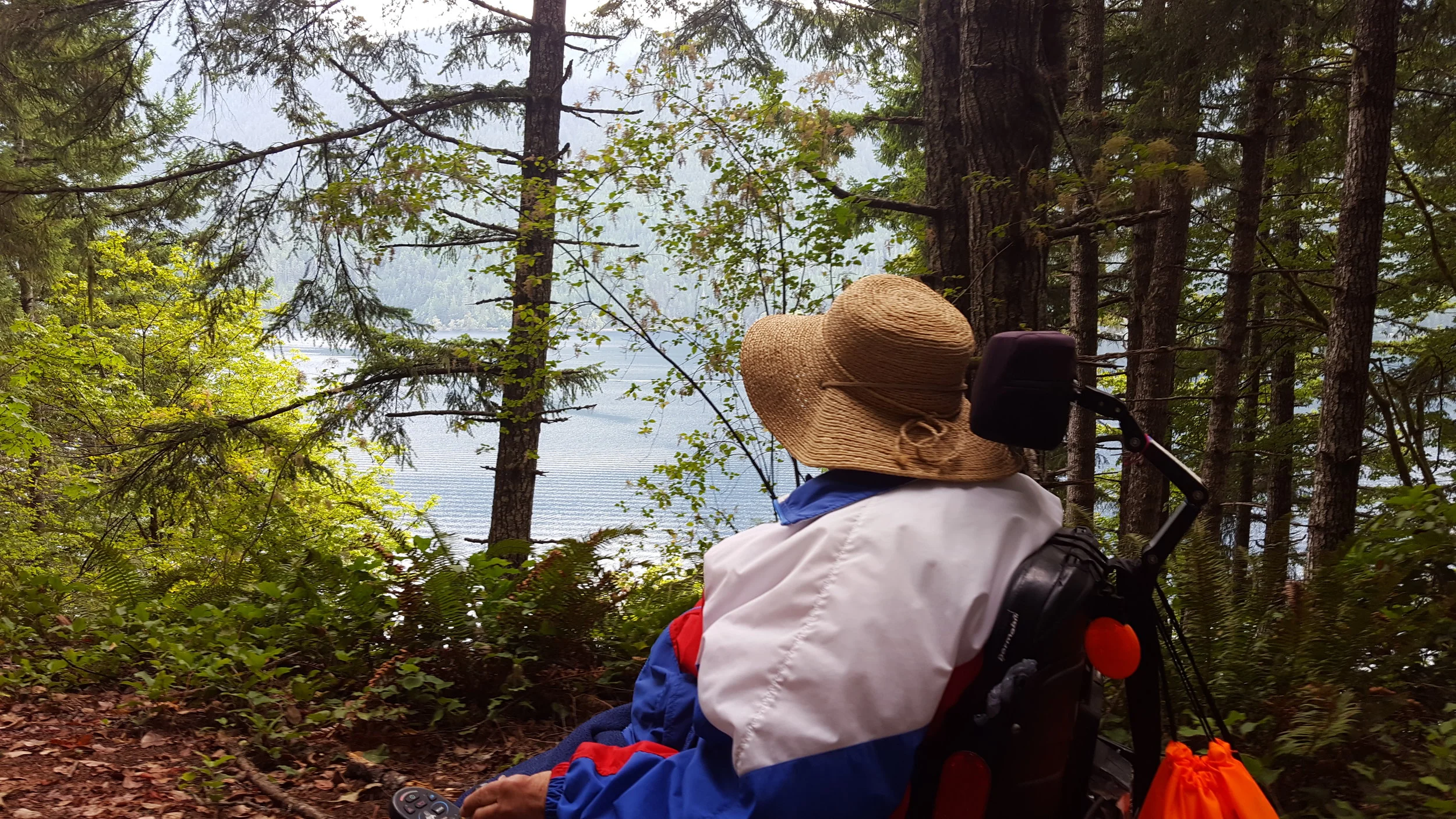 Marsha Cutting admiring Lake Crescent