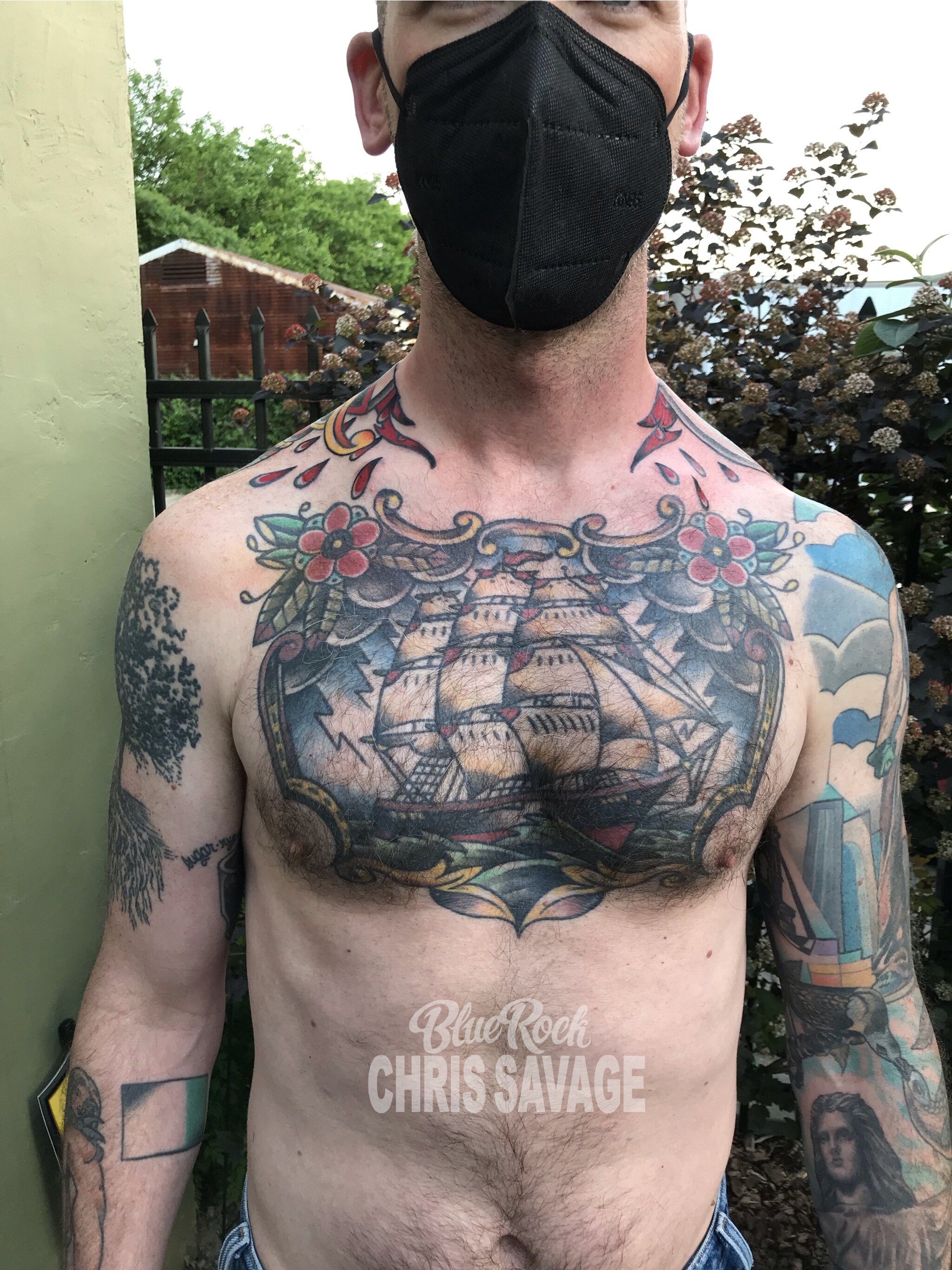 Marky on Instagram Traditional black n grey chest composition for Chad  Lines healed shading fresh Thanks Tattoo tattoos tattooing tattooer  tattooart