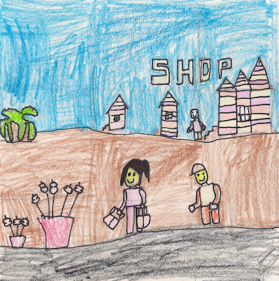 Lego people shopping for smores