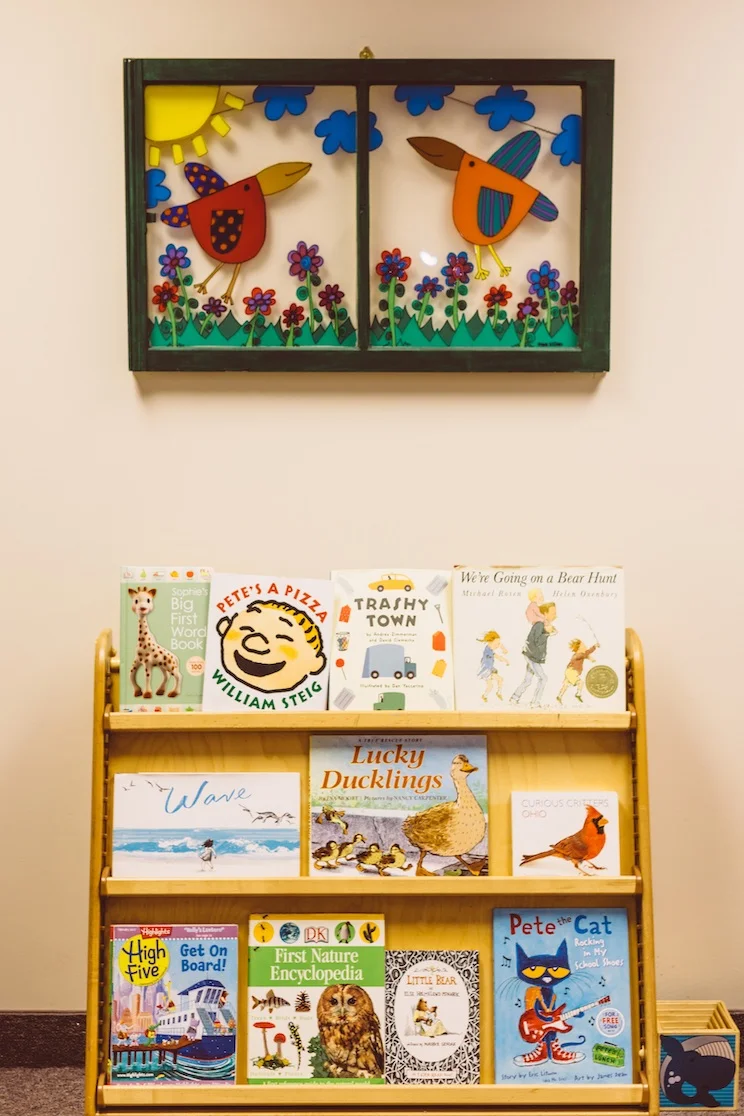 Happy bird artwork in waiting room