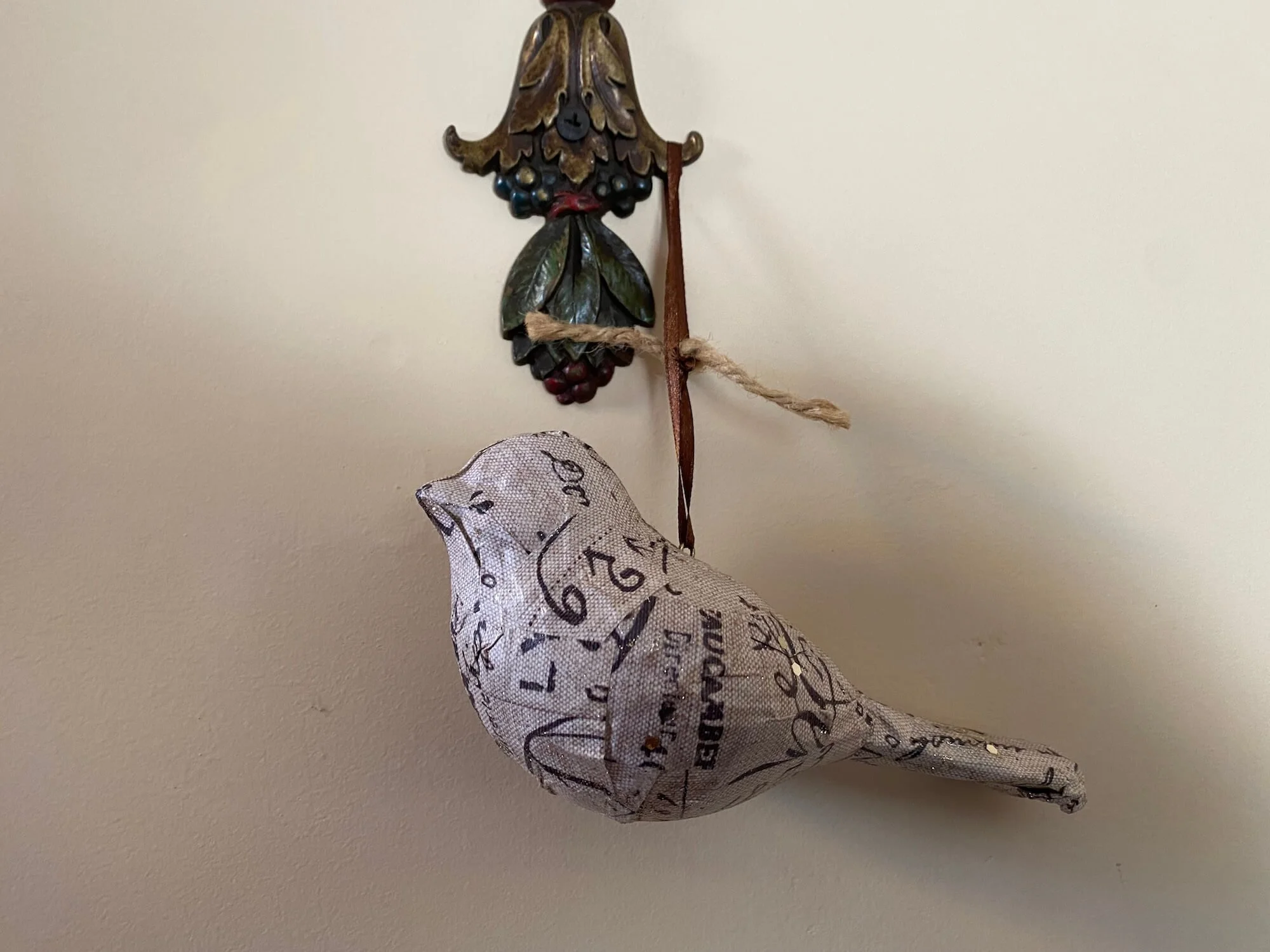 Close up of paper bird hanging