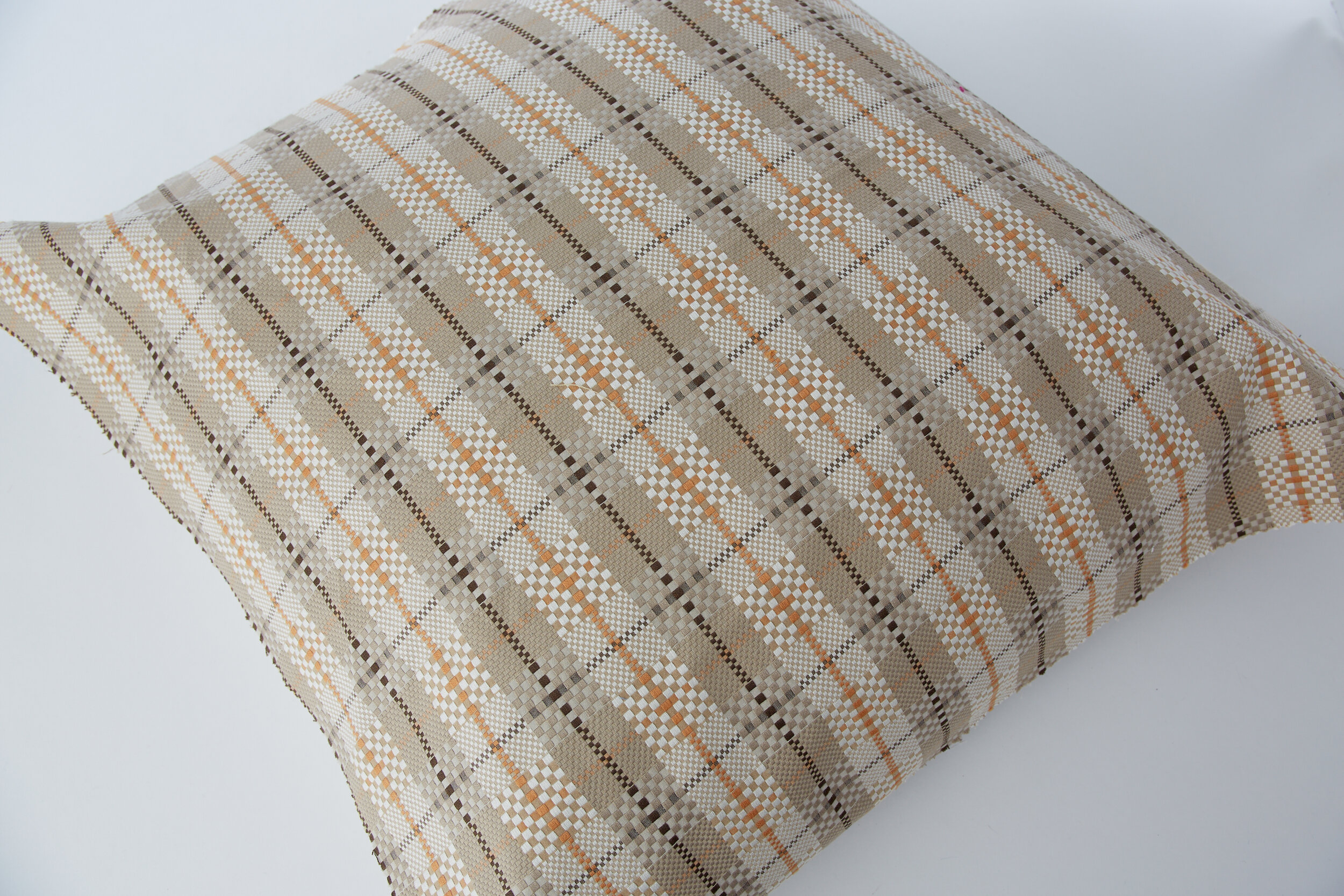 Orange Woven Plaid Pillow