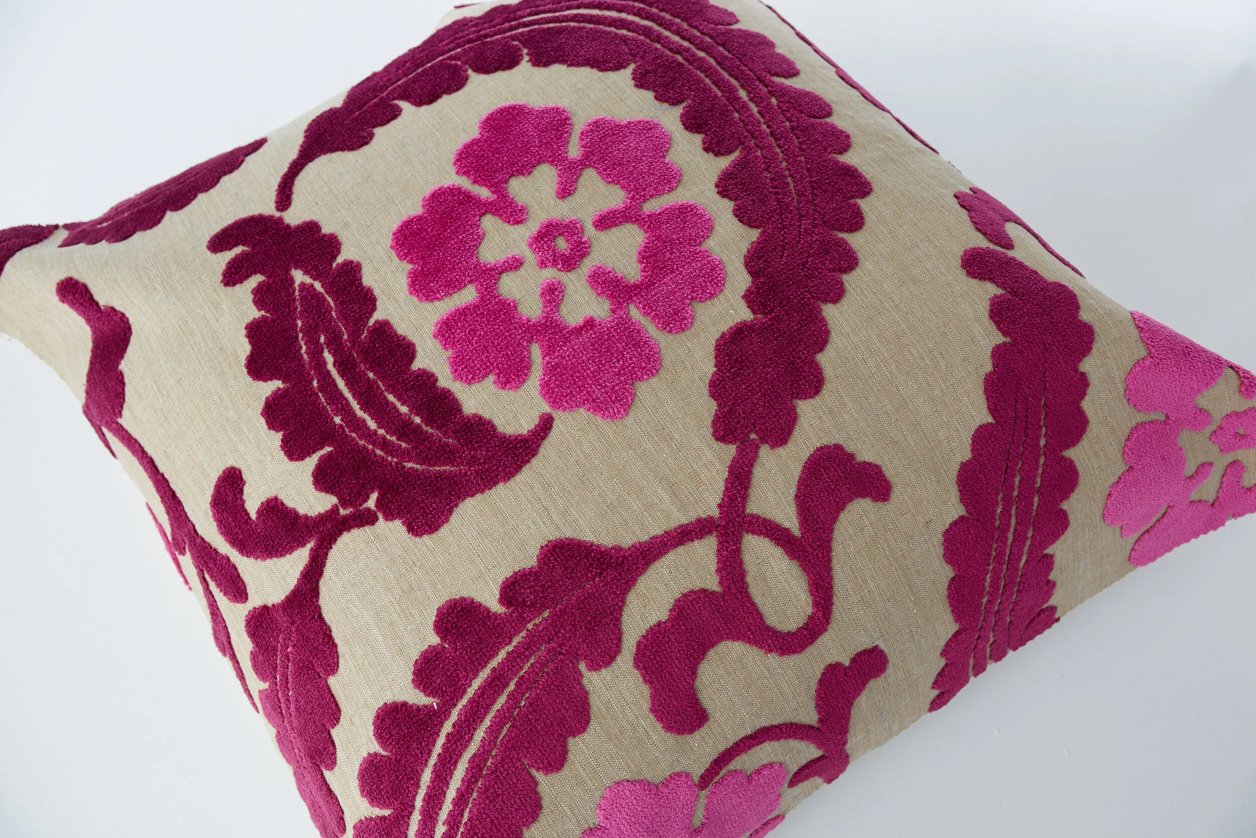Magenta Velvet Floral Pillow