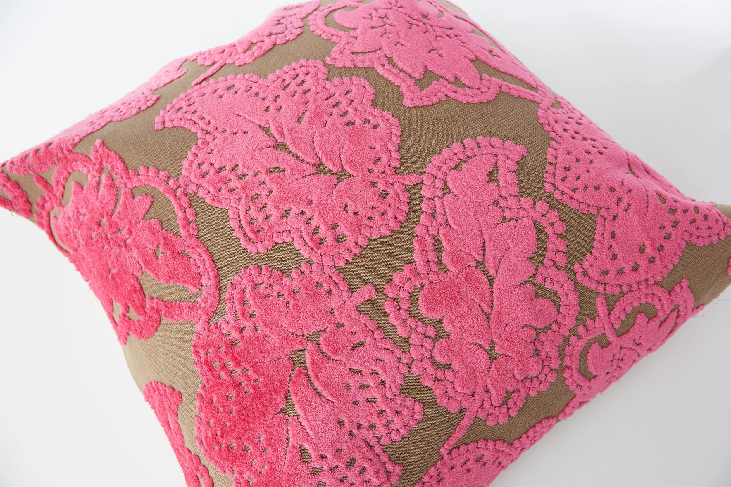 Pink Velvet Floral Pillow