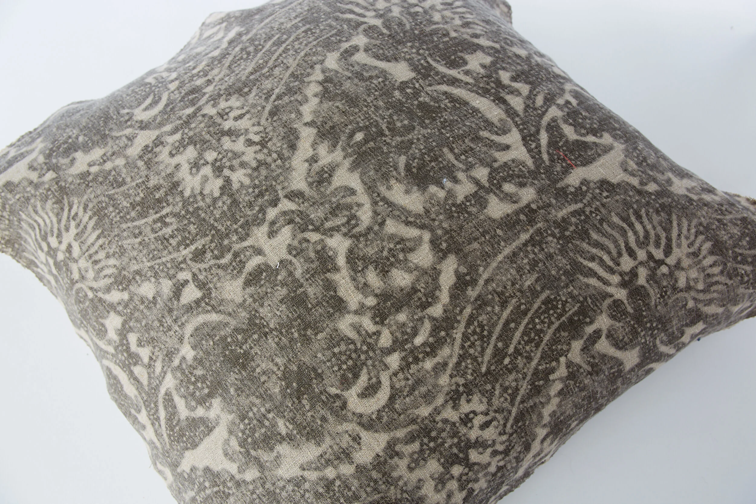 Gray Linen Print Pillow