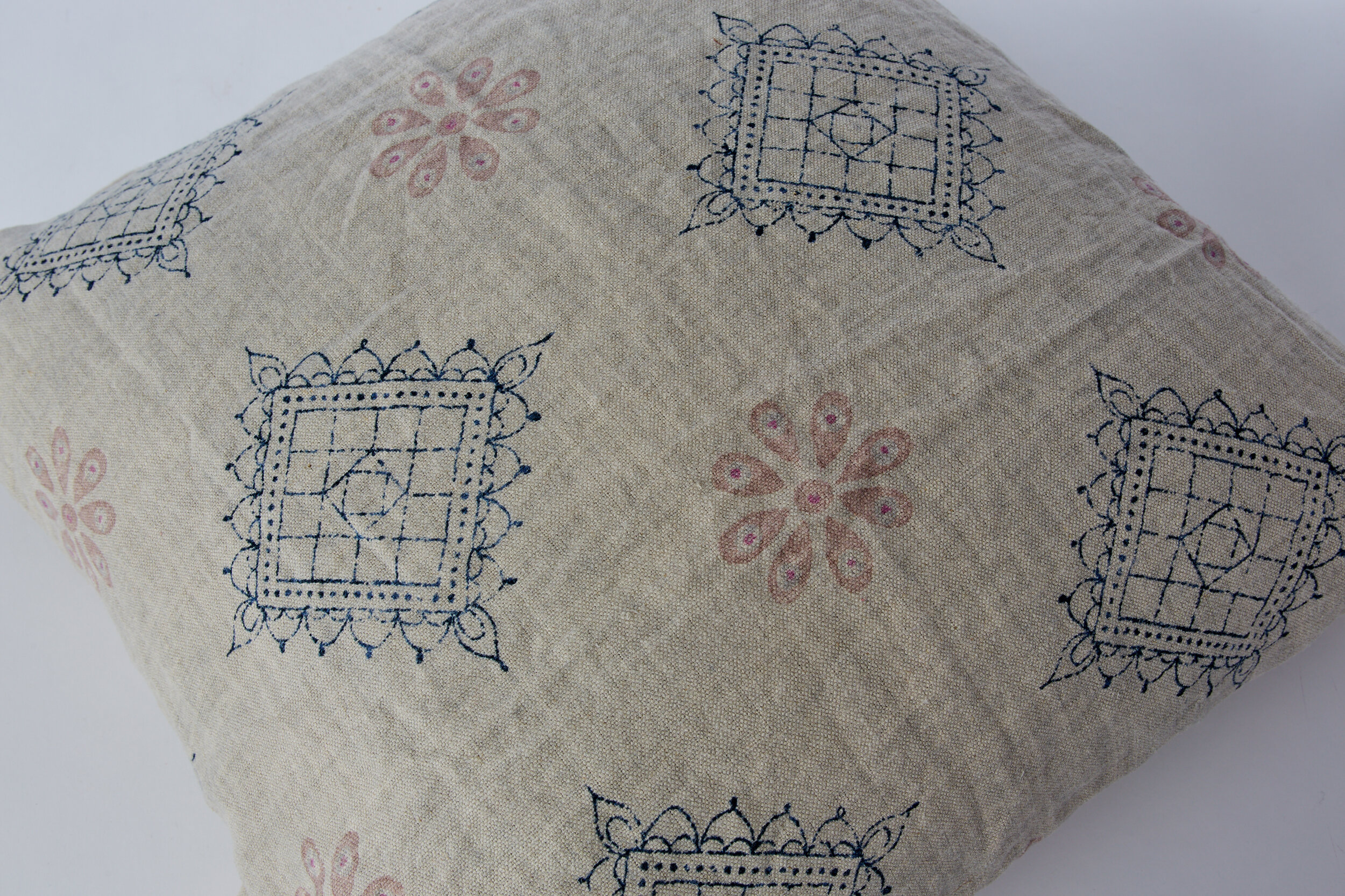 Indigo &amp; Blush Block Print