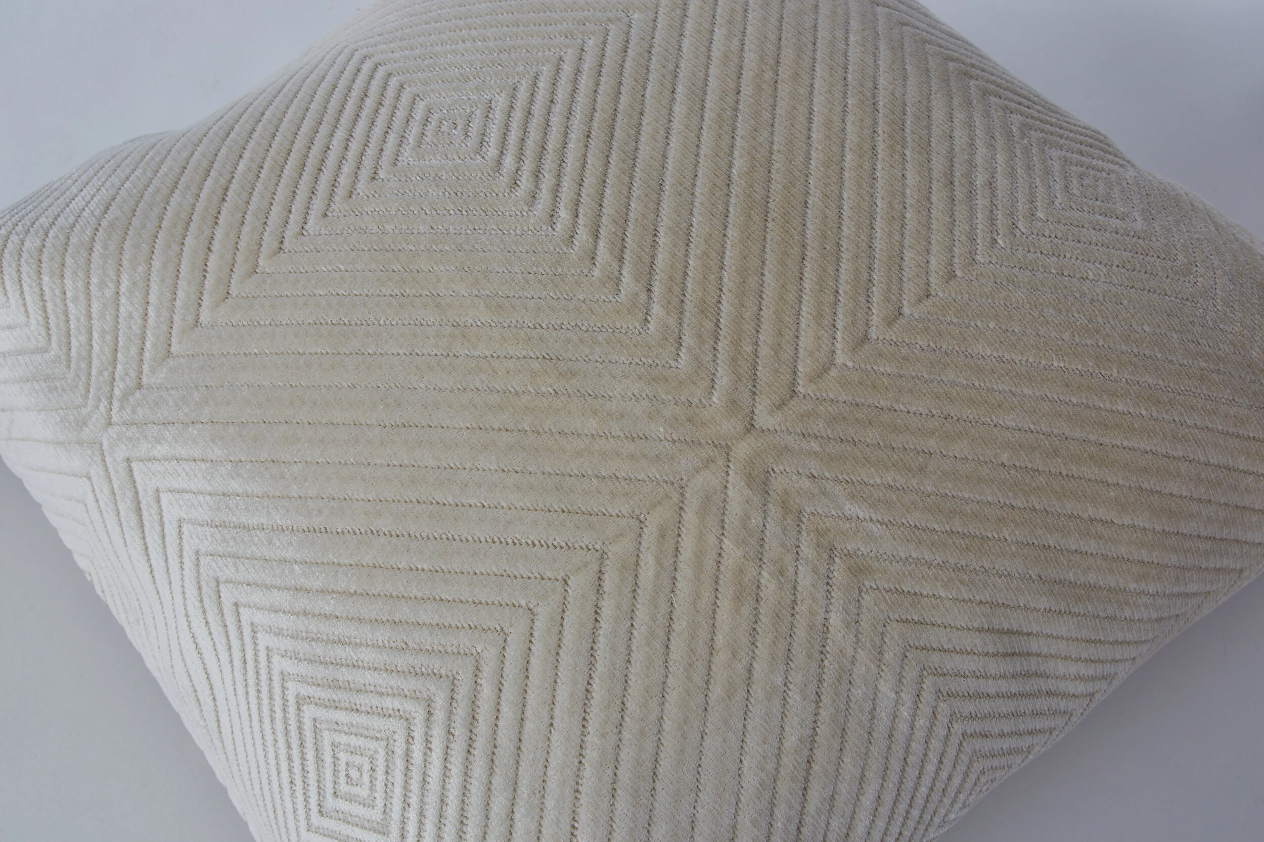 Ivory Geometric Velvet Pillow