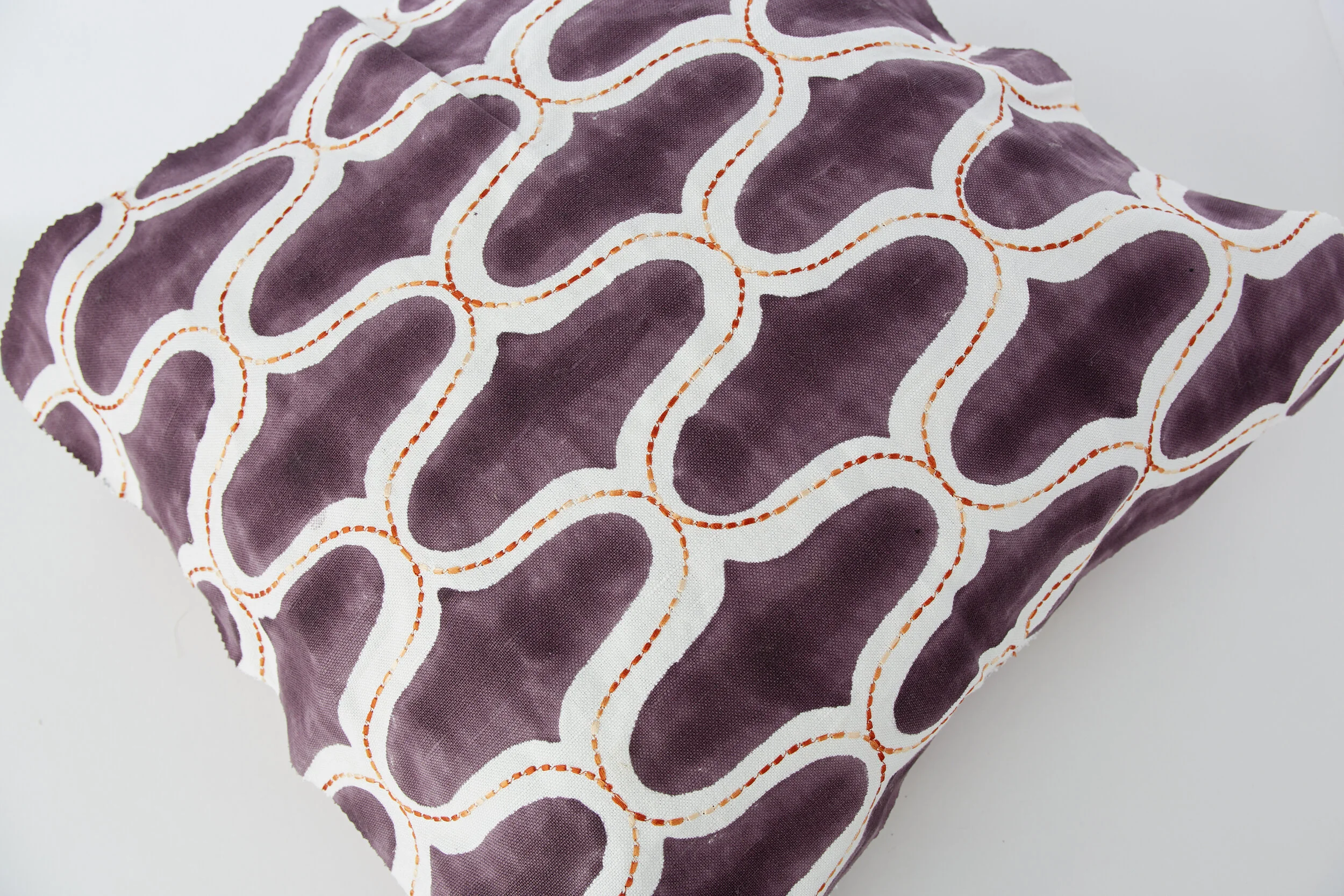 Eggplant Embroidered Print Pillow