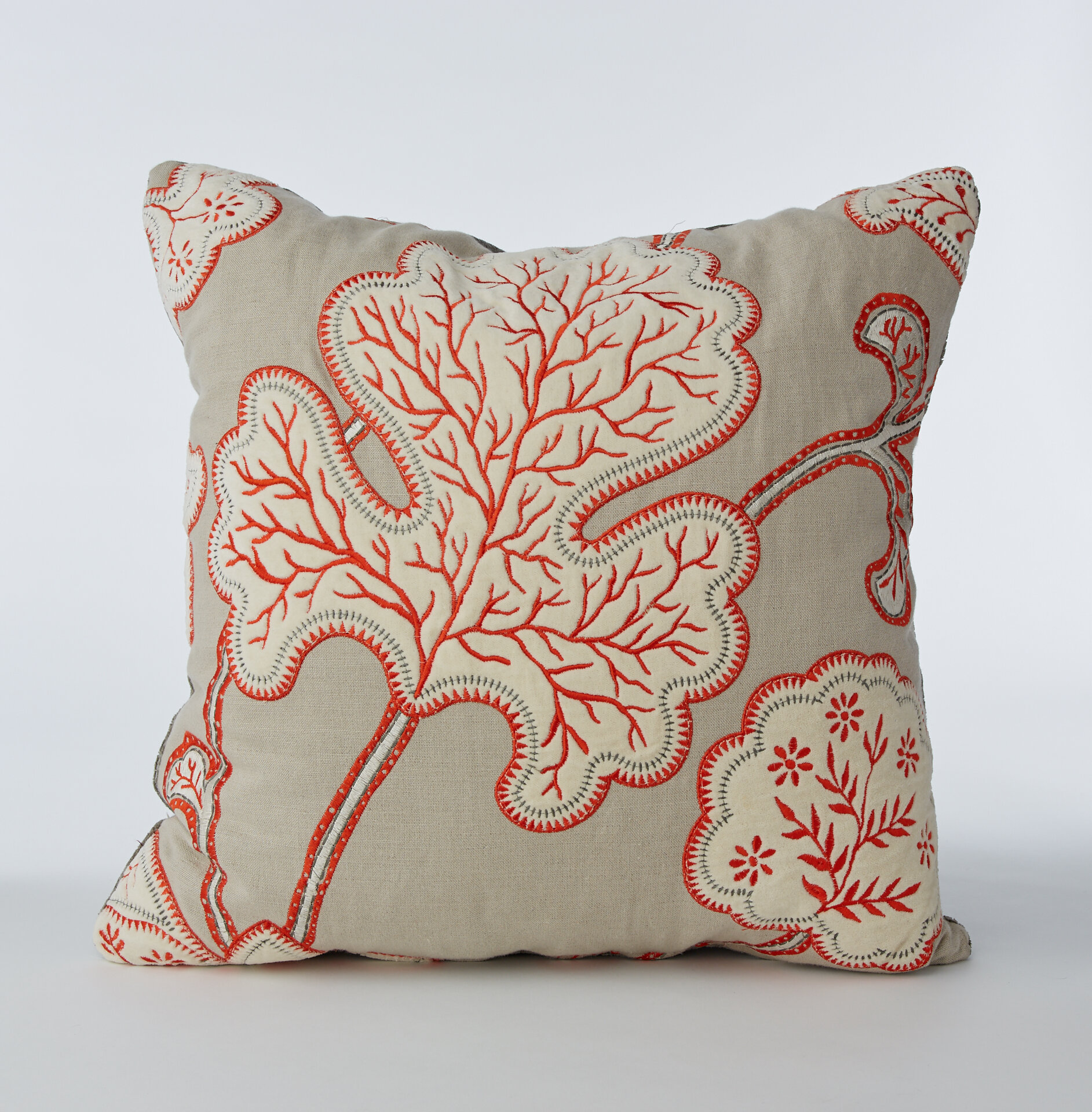 Coral Floral Pillow