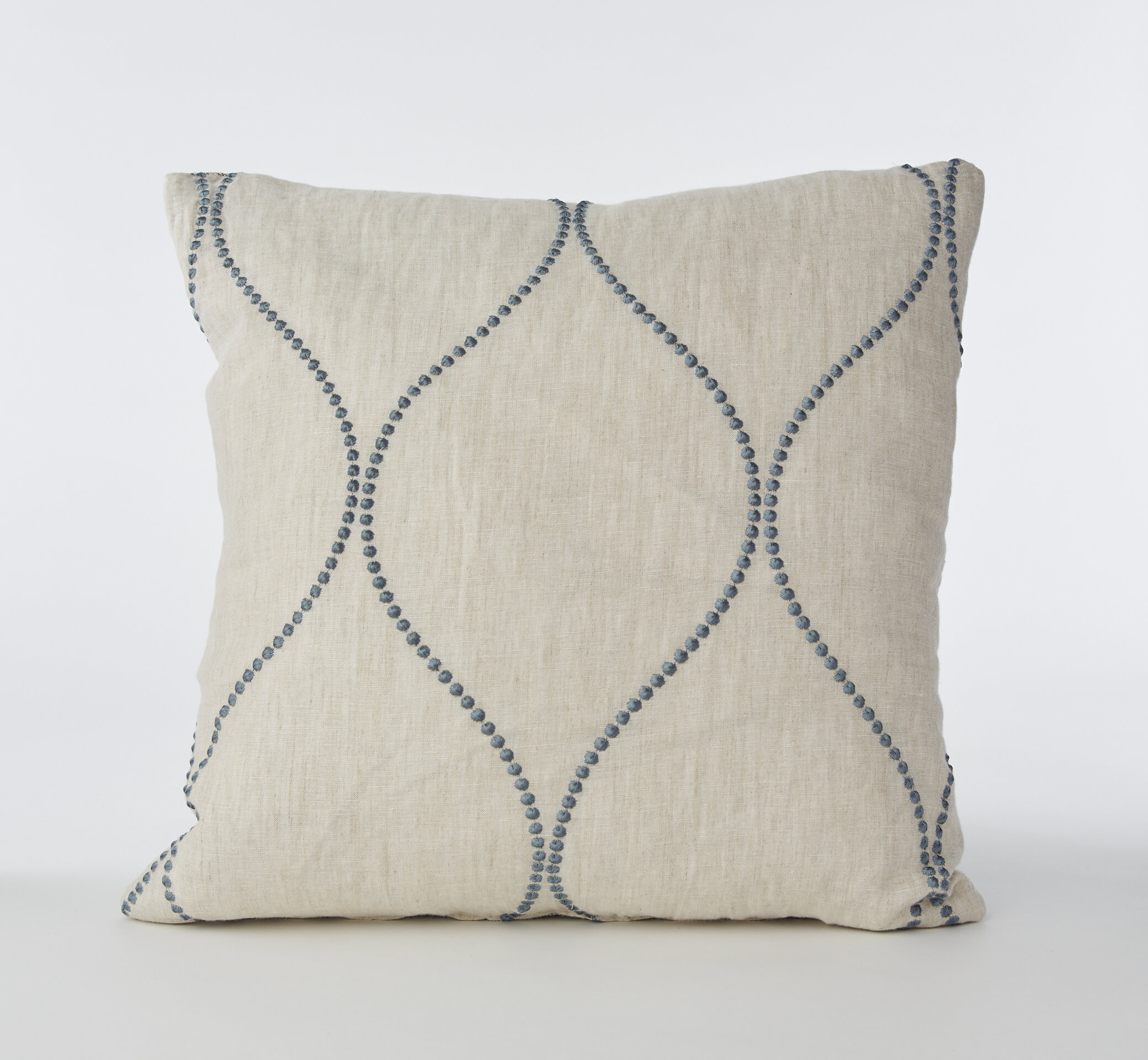 Blue Embroidery Linen Pillow
