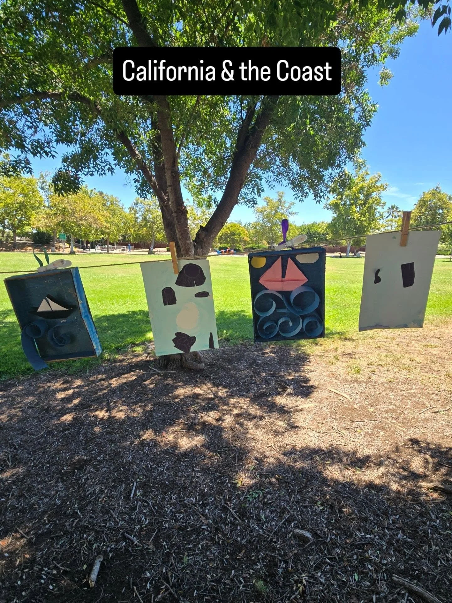 Here's California and the Coast! We made boats, watercolored ocean and camping scenes, made ceramic poppies, created patterned farm landscapes, basket weaved, talked about the 4 regions of California, and used @madelynsxart 3D landscape lesson