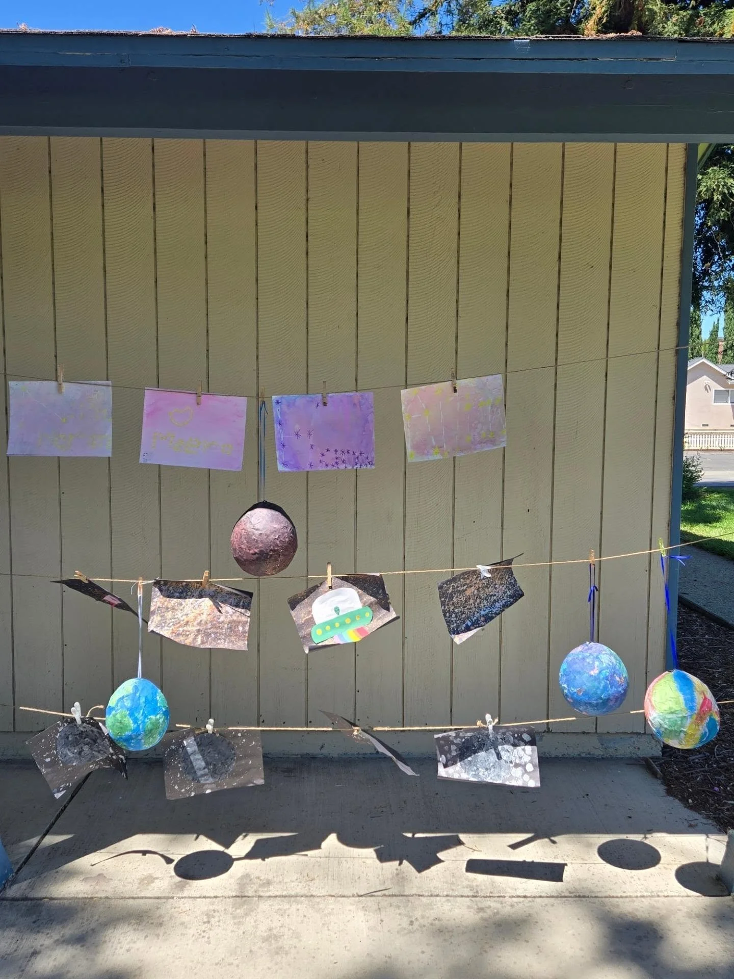 Space Camp! We painted and we mapped out the solar system! We also created lanterns, rockets, keychains, perler beads, and Sculpey!