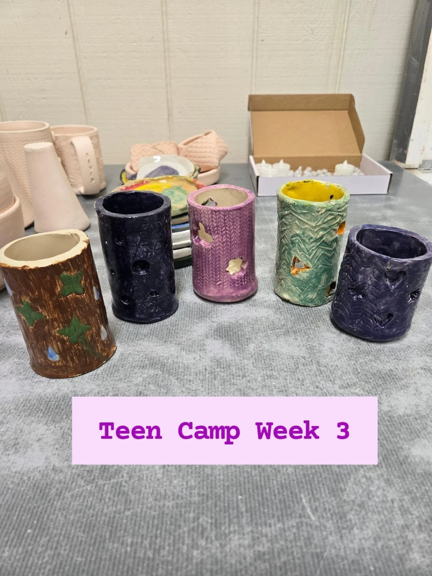 Teen Camp Week 3! At least half the group has been with us before, so we made some bigger plates and some cool pieces!