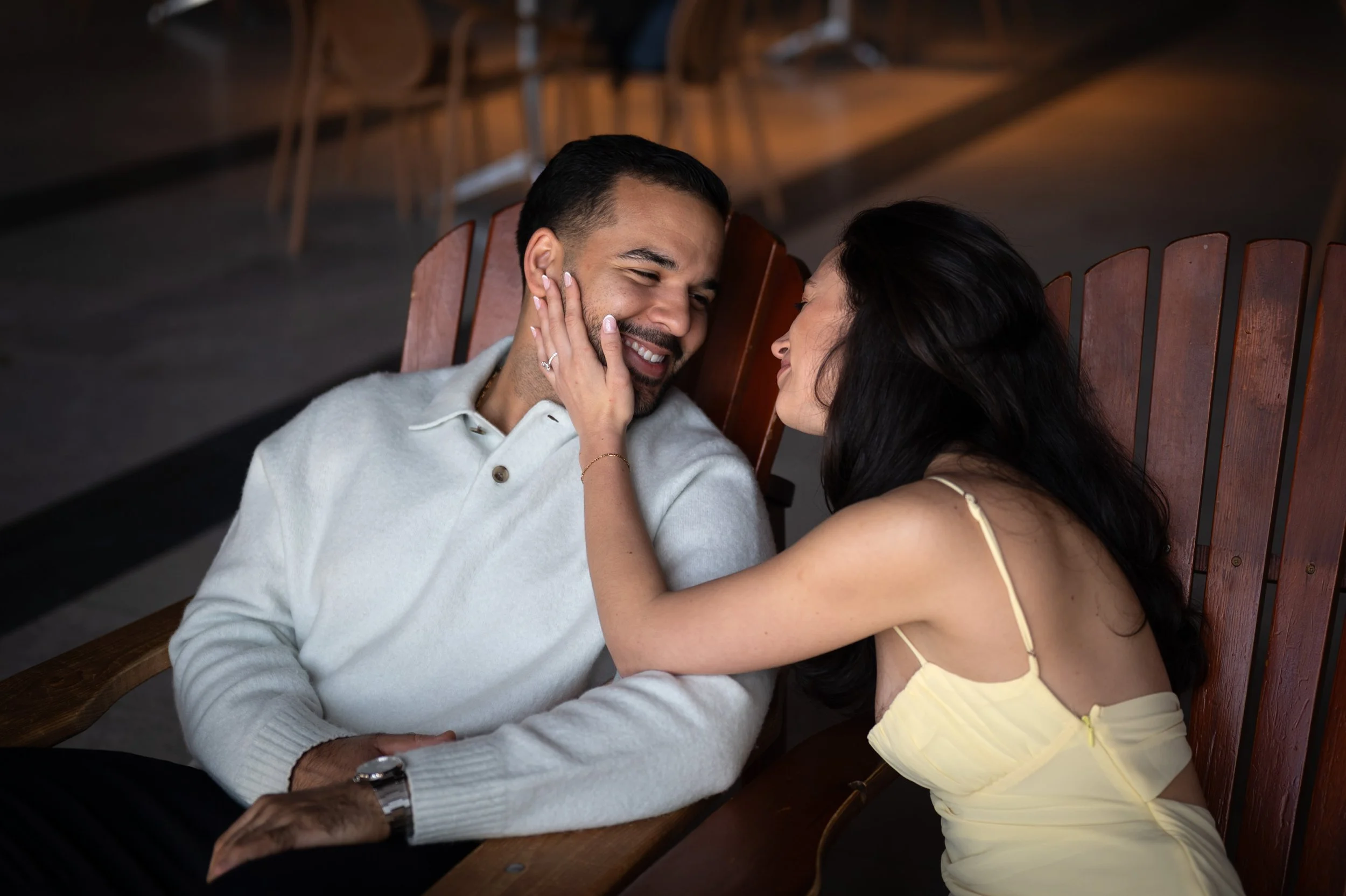 intimate engagement photo candid in the chalet on mont royal by Valerie Rosen Photography