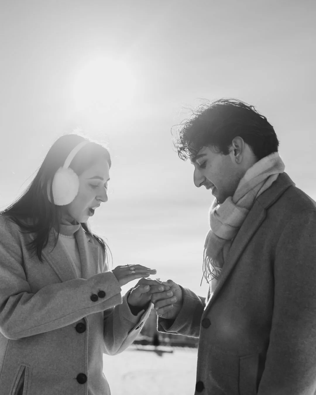 Considering how drab the sky was the day before Aly planned to surprise Sara with his marriage proposal, we were all a bit blown away by how truly magical this early morning glow turned out to be. It was cold, but the shadows were a gift, and few peo