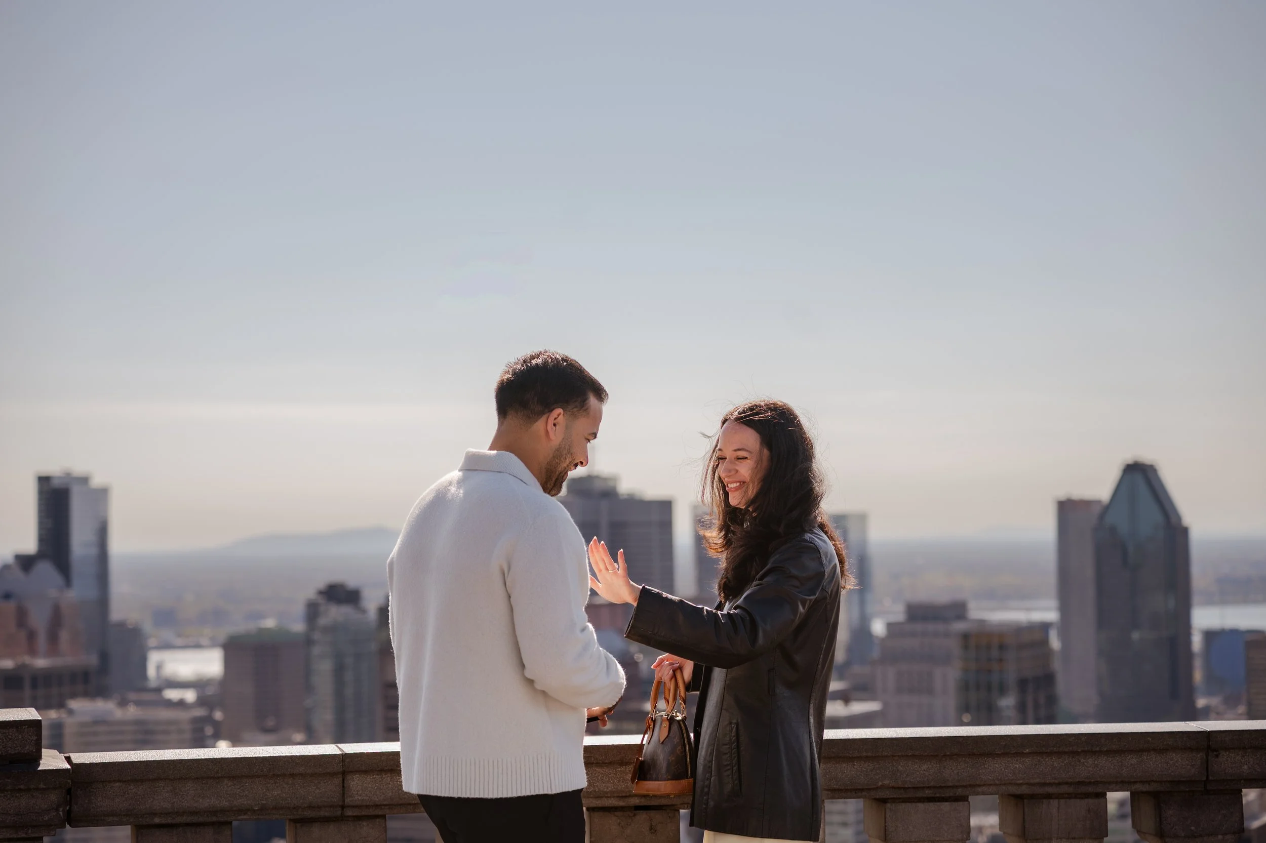 Montreal marriage proposal and engagement on Mont Royal by Valerie Rosen Photography