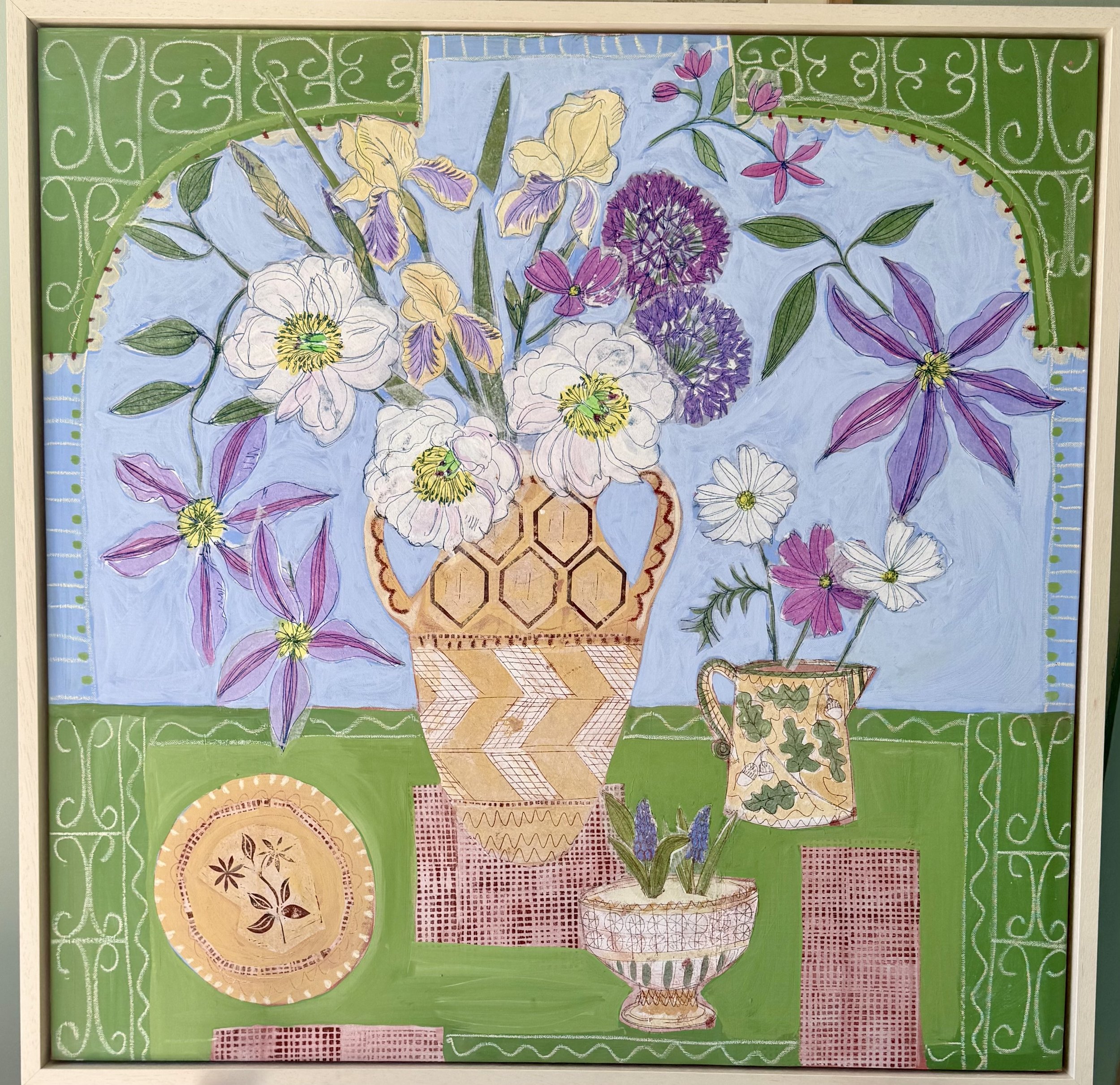 Clematis and Iris Jug
