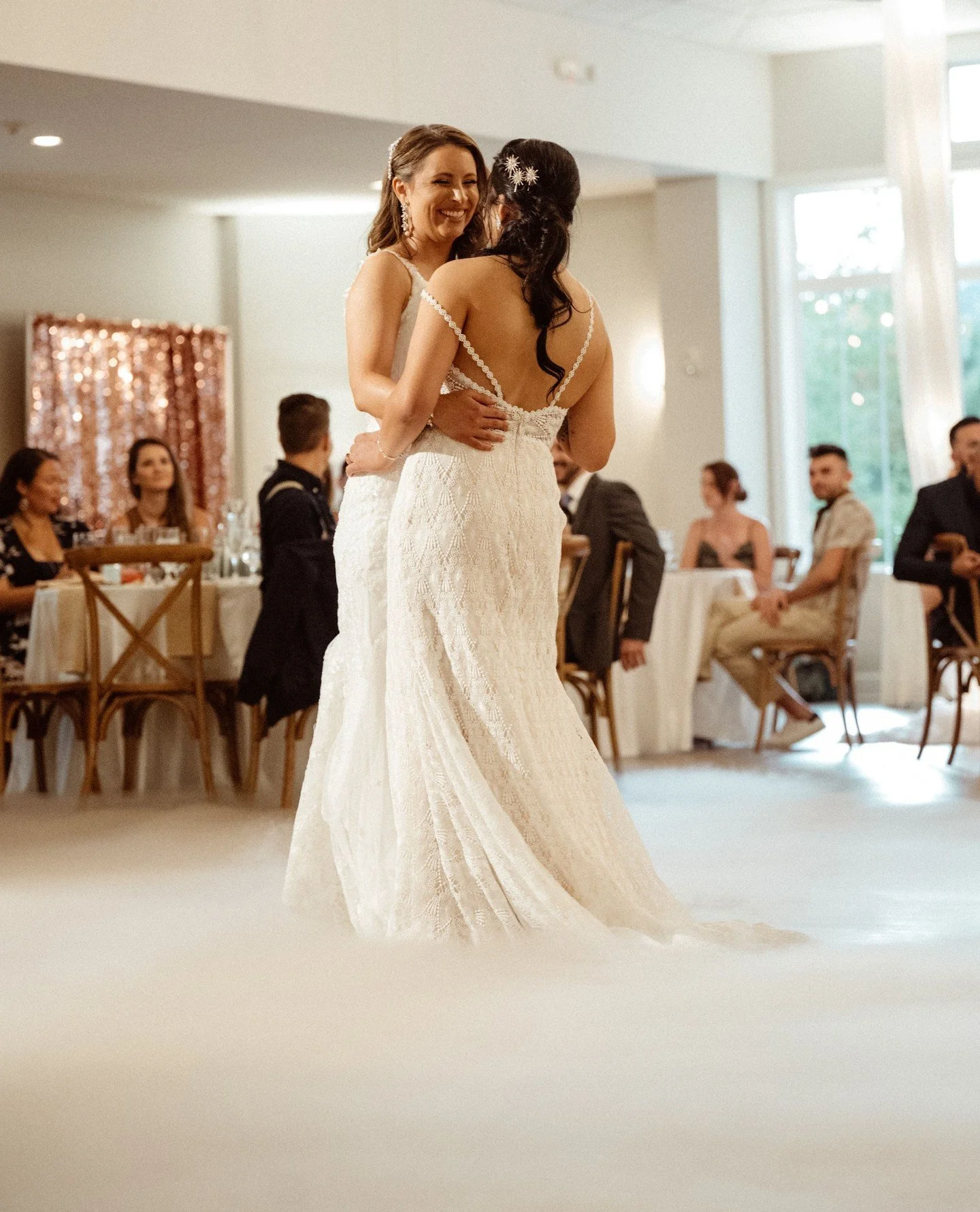 Walking through starlight, dancing on the clouds 💫☁️⁠
⁠
Planner @mountainsideevents⁠
Venue @wedgewoodweddings⁠
DJ, FX + Lighting @ignightentertainment⁠
Photos @kateivyphotography⁠
Floral @bitterrootstudio⁠
⁠
#lgbtqlove #lgbtqwedding #lgbtqcouple ⁠
#