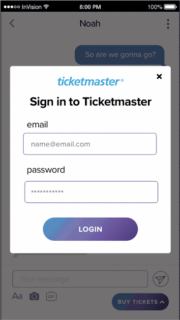 For the Buy Ticket Feature we integrated a Ticketmaster API so users can purchase tickets separately, but still seat together. A very important component users continuously voiced as important throughout testing sessions. 