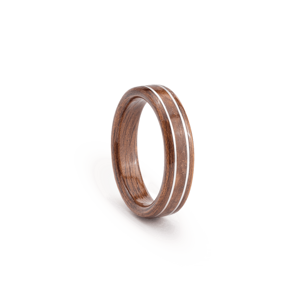 Mahogany and Maple Burl with Pure Silver — Ridge Line Rings